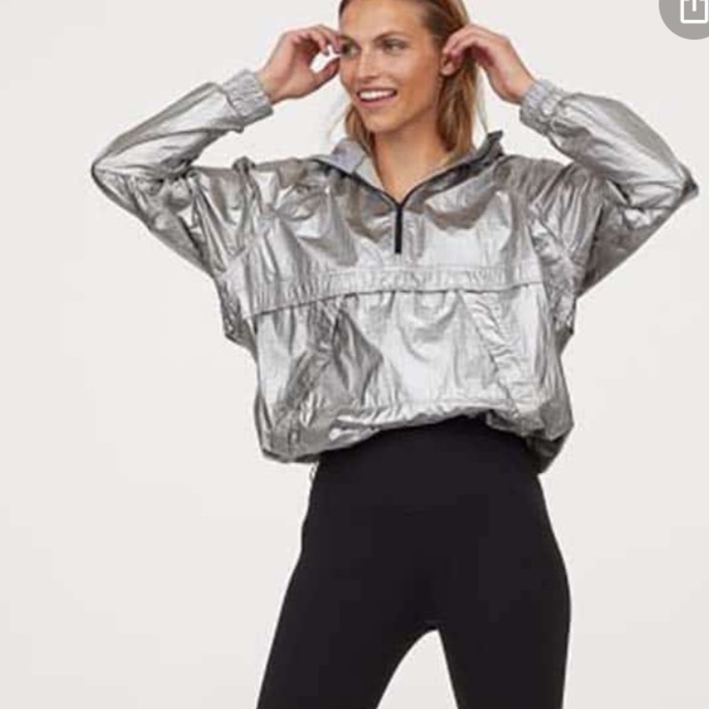 Forever 21 silver metallic anorak 90s vibes! 😝